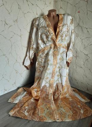 Плаття кімоно міді/довга бежеве ліоцел, 44-46 р3 фото