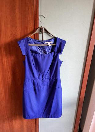 Синее платье-платье трапеция1 фото