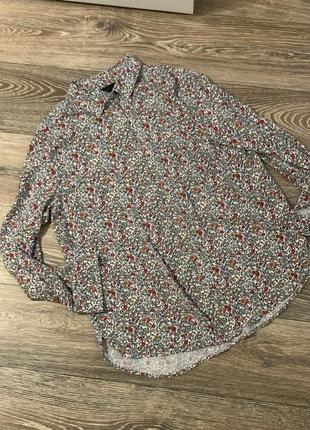 Рубашка блуза трикотажная в цветочки