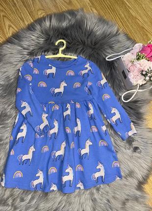 Яркое стильное платье с длинным рукавом с единорогами для девочки 2р m&amp;s