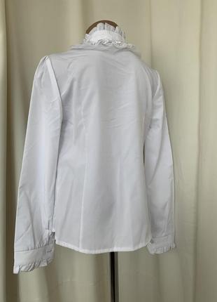 Блуза белая школьная софт с рюшами4 фото