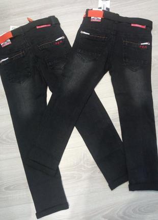 Детские модные джинсы черные с потертостями 134/140 seagull3 фото