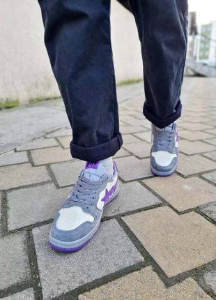 Кросівки bape court sta low 'mist grey /royal purple'4 фото