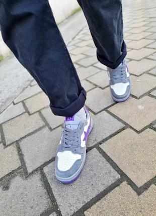 Кросівки bape court sta low 'mist grey /royal purple'5 фото