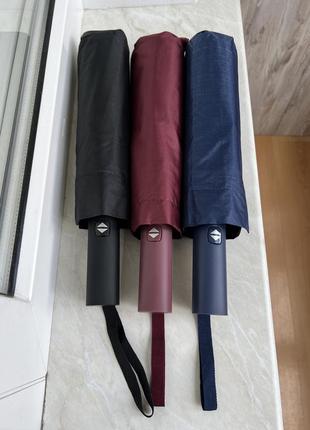 Зонт + падарок! черный, синий, бордовый; полный автомат, 10 спиц, антиветер, уф-защита.