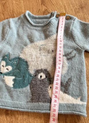 🔥 теплий блакитний светр на новонародженого 0-1 місяць, лисичка, тюлень2 фото