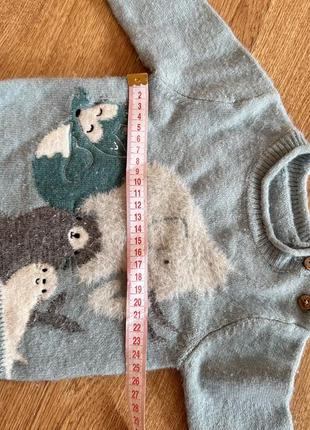 🔥 теплий блакитний светр на новонародженого 0-1 місяць, лисичка, тюлень3 фото