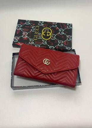 Шикарный жіночий червоний гаманець gucci
