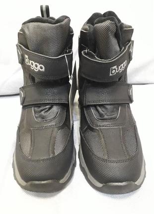 Зимние термо ботинки bugga waterproof черно-серые7 фото
