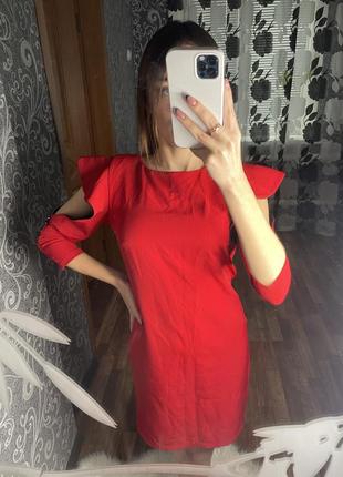 Червона сукня святкова з гарними рукавами8 фото