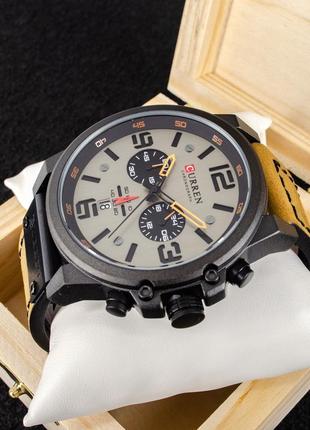 Мужские классические кварцевые стрелочные наручные часы с хронографом curren 8314. с кожаным ремешком. kb2 фото