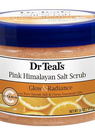 Сольовий скраб для тіла dr teal’s himalayan salt scrub with citrus essential oil