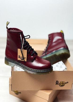 Женские зимние ботинки dr martens cherry вишневого цвета/осень/зима/весна😍4 фото