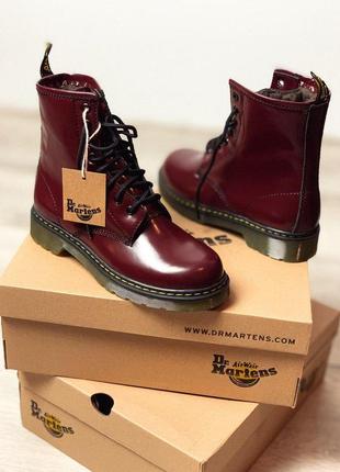 Женские зимние ботинки dr martens cherry вишневого цвета/осень/зима/весна😍6 фото