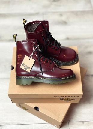 Женские зимние ботинки dr martens cherry вишневого цвета/осень/зима/весна😍7 фото