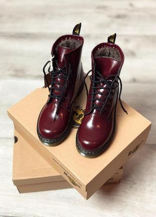 Женские зимние ботинки dr martens cherry вишневого цвета/осень/зима/весна😍8 фото