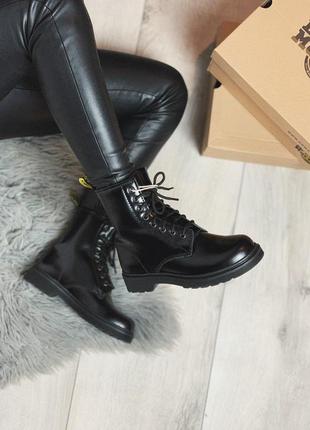 Глянцевые ботинки dr martens black mono с теплым мехом /осень/зима/весна😍4 фото