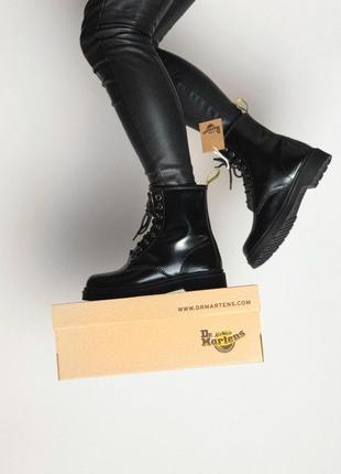 Глянцевые ботинки dr martens black mono с теплым мехом /осень/зима/весна😍5 фото