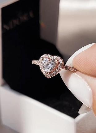 Серебряная кольца rose «блестящее прозрачное сердце»