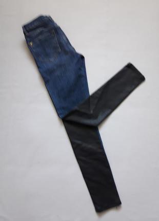 Крутые стрейчевые джинсы скинни комбинированные чёрной пропиткой спереди river island4 фото