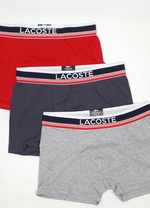 Набір трусів чоловічих у подарунок 3 шт. lacoste dark. чоловіча спідня білизна боксери в коробці лакосте дарк6 фото