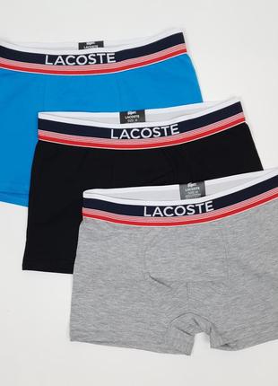 Набор трусов мужских в коробке 3шт lacoste dark. трусы брендовые лакосте дарк. мужские трусы боксеры3 фото