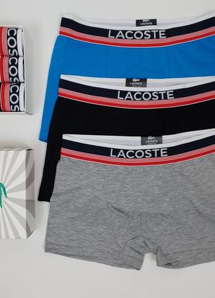 Набор трусов мужских в коробке 3шт lacoste dark. трусы брендовые лакосте дарк. мужские трусы боксеры7 фото