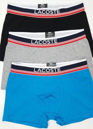 Набор: трусы боксеры 3шт и коротки носки 6 пар lacoste dark. мужское белье нижнее и носки лакосте5 фото