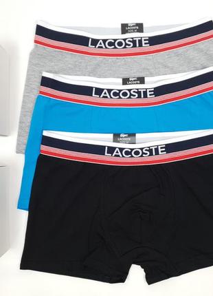 Набор: трусы боксеры 3шт и коротки носки 6 пар lacoste dark. мужское белье нижнее и носки лакосте7 фото