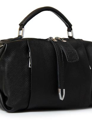 Женская кожаная сумка из натуральной кожи черного цвета