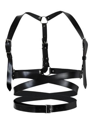 Кожаная портупея art of sex - melani leather harness, черная xs-m