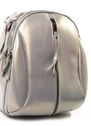 Женская сумка-рюкзак из натуральной кожи podium p89 8950 pearl-серая