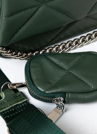 Женская кожаная сумка из натуральной кожи зеленого цвета2 фото