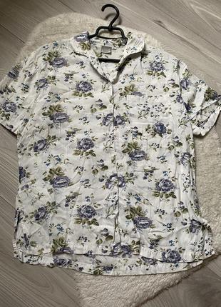 Бавовняна блуза рубашка сорочка у квіти