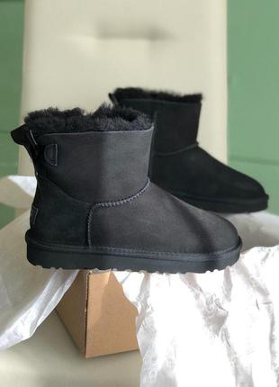 Ugg mini bailey bow ll black зимние меховые сапоги с бантом /осень/зима/весна😍7 фото