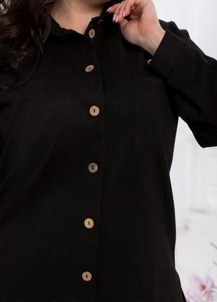 Костюм-двійка жіночий брючний замшевий, сорочка, штани, батал великі розміри, батальний, чорний3 фото