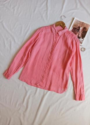 Розовая льняная рубашка