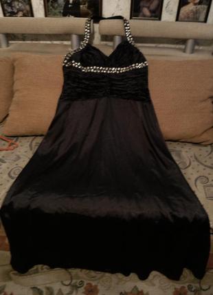 Шёлк-65%- платье в пол,нарядное,расшитое камнями,пин-ап,бол.14-18разм,donna bella4 фото