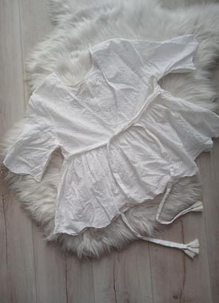 Вышитая кофточка zara, белая коттоновая блузка от zara2 фото