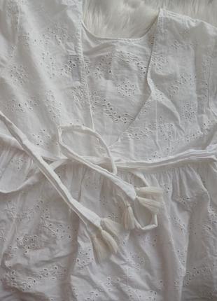 Вышитая кофточка zara, белая коттоновая блузка от zara3 фото