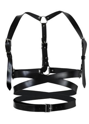 Кожаная портупея art of sex - melani leather harness, черная l-2xl
