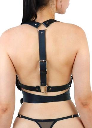 Кожаная портупея art of sex - melani leather harness, черная l-2xl3 фото