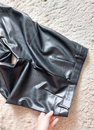 Кожаные брюки лосины с молниями7 фото