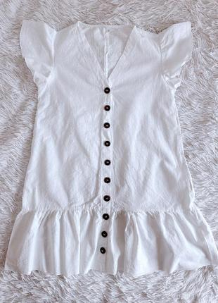 Нежное белое хлопковое платье на пуговичках3 фото