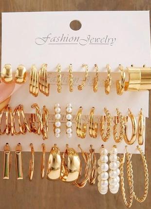 Женские серьги набор 18 пар золотой метал серьги с искусственным жемчугом