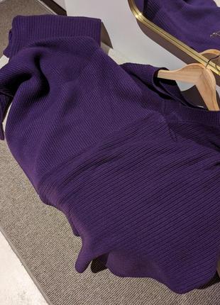 Фиолетовый вязаный костюм асимметрия6 фото