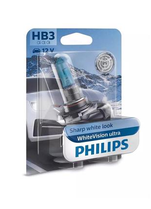 Галогеновая лампа philips 9005wvub1 hb3 60w 12v whitevision ultra +60% (3800k) b1