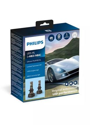 Комплект світлодіодних ламп philips hb3/hb4 11005u91x2 led ultinon pro9100 +350% 12/24v