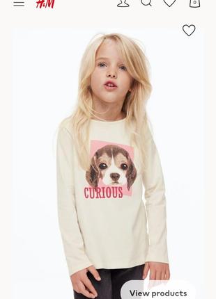 H&m котоновый реглан кофта футболка лонгслив на девочку 6 - 8 лет/8 - 10 лет2 фото