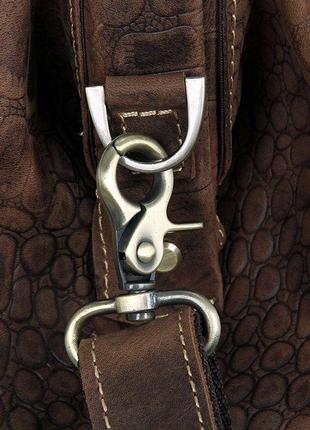 Дорожная сумка саквояж для спортзала кожа под крокодила коричневая стильная модная8 фото